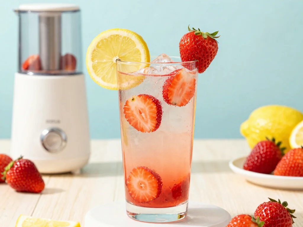 16 Fresh Juice Portable Blender Recipes On-the-Go - 13. Classic Strawberry Lemonade 1