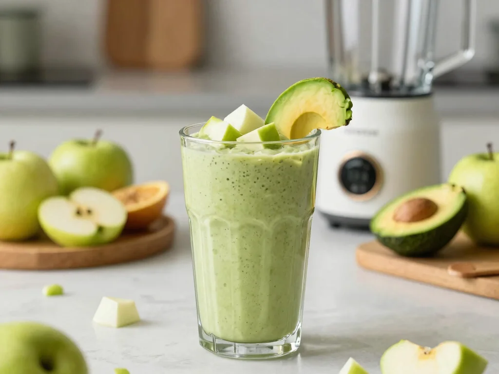 16 Fresh Juice Portable Blender Recipes On-the-Go - 4. Creamy Avocado Apple Smoothie 1