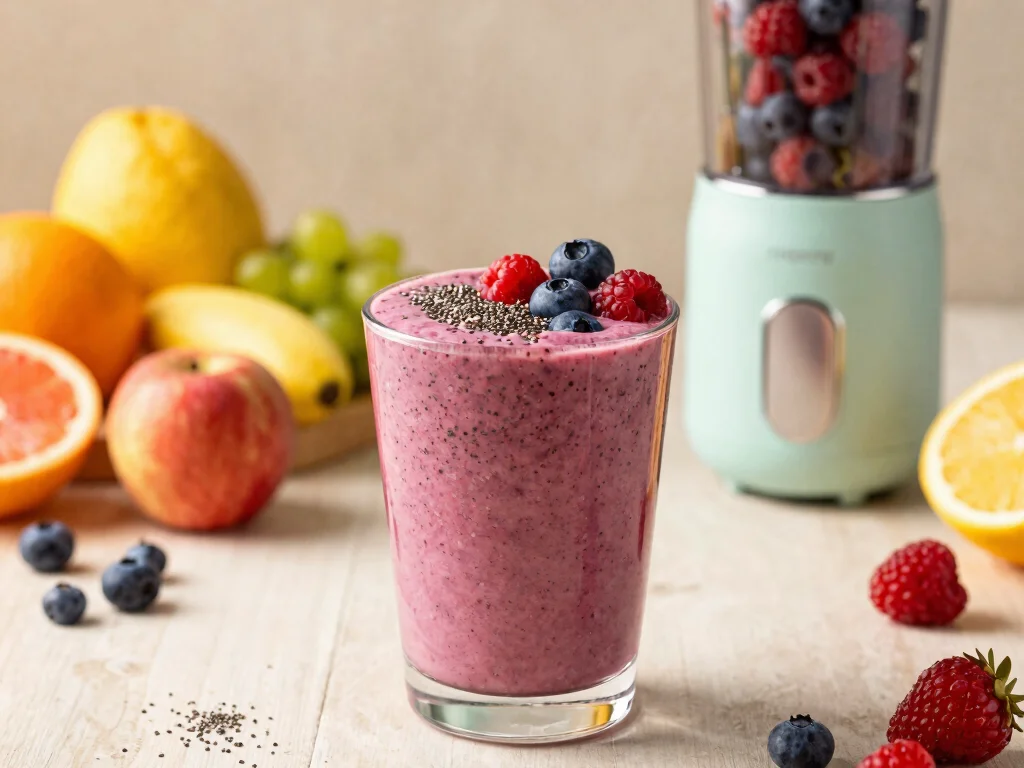 16 Fresh Juice Portable Blender Recipes On-the-Go - 8. Chia Berry Smoothie 1