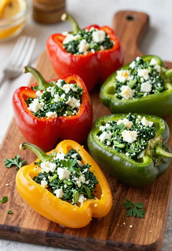 16 High-Protein Vegetarian Meal Prep Ideas for Athletes - 5. Spinach and Feta Stuffed Peppers 1