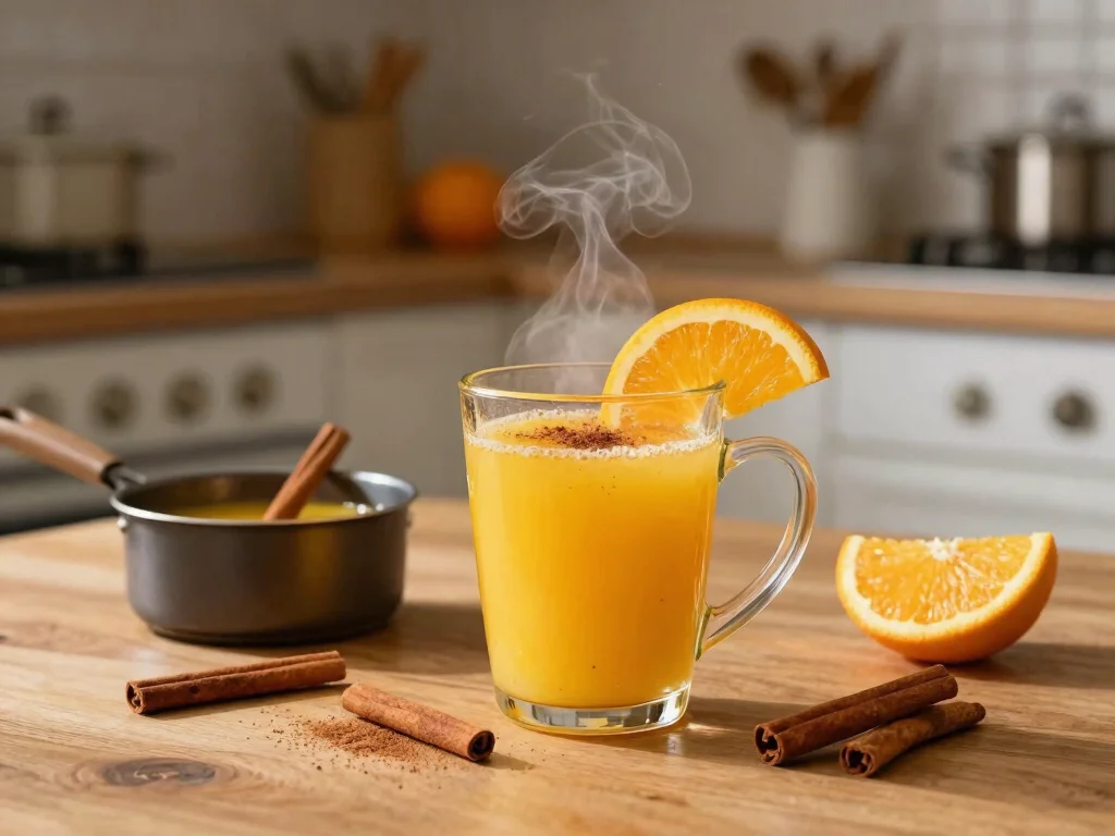 16 Hot Orange Juice Drink Recipes (Comforting & Unique) - 1. Spiced Cinnamon Orange Juice 1