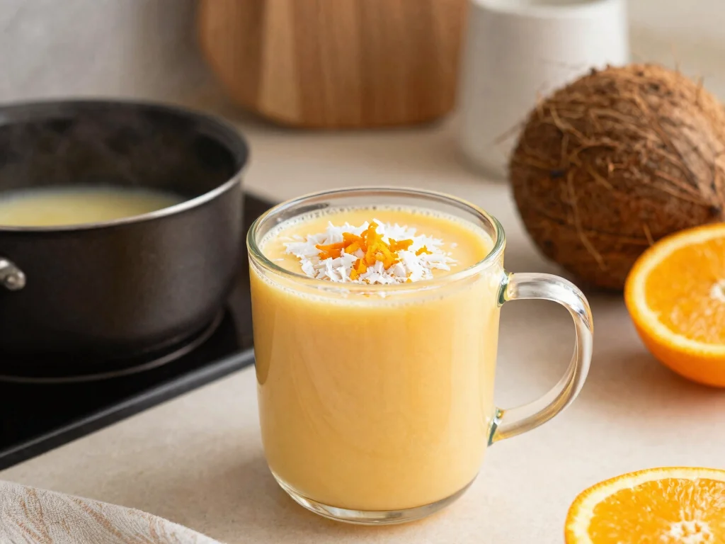 16 Hot Orange Juice Drink Recipes (Comforting & Unique) - 3. Creamy Orange Coconut Brew 1