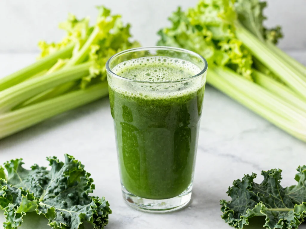 16 Kale Juice Recipes for Daily Greens - 15. Kale and Celery Cleanse Juice 1