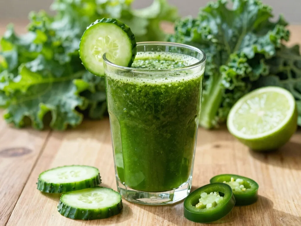 16 Kale Juice Recipes for Daily Greens - 3. Spicy Kale Detox Juice 1