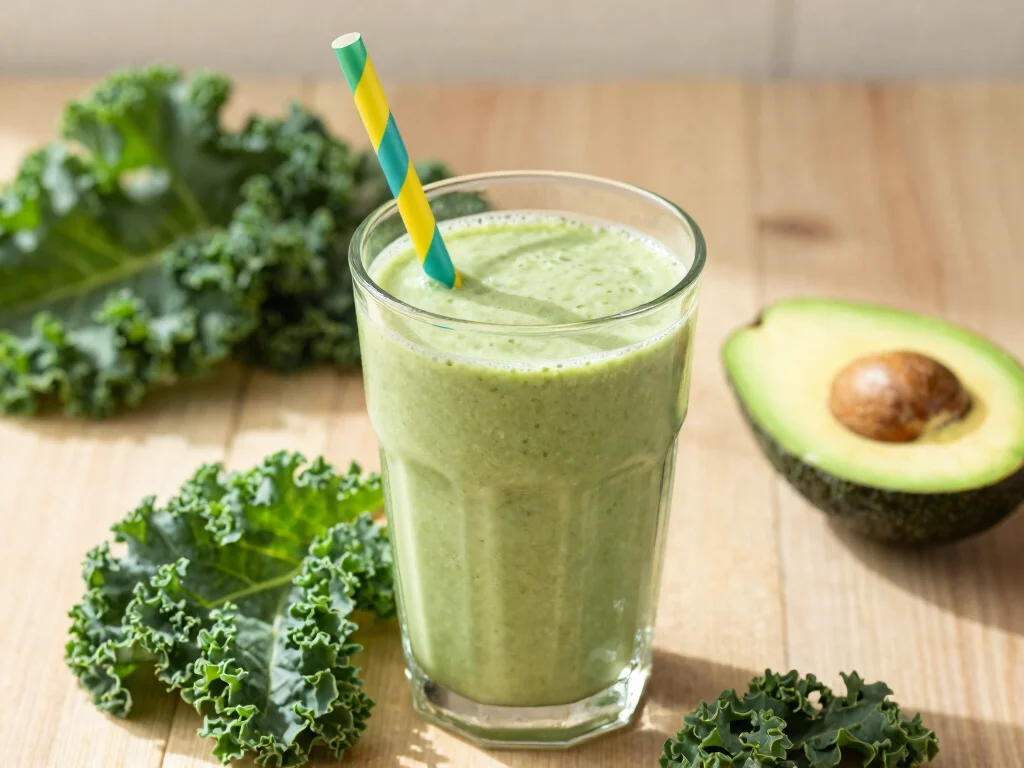 16 Kale Juice Recipes for Daily Greens - 7. Kale Avocado Smoothie 1