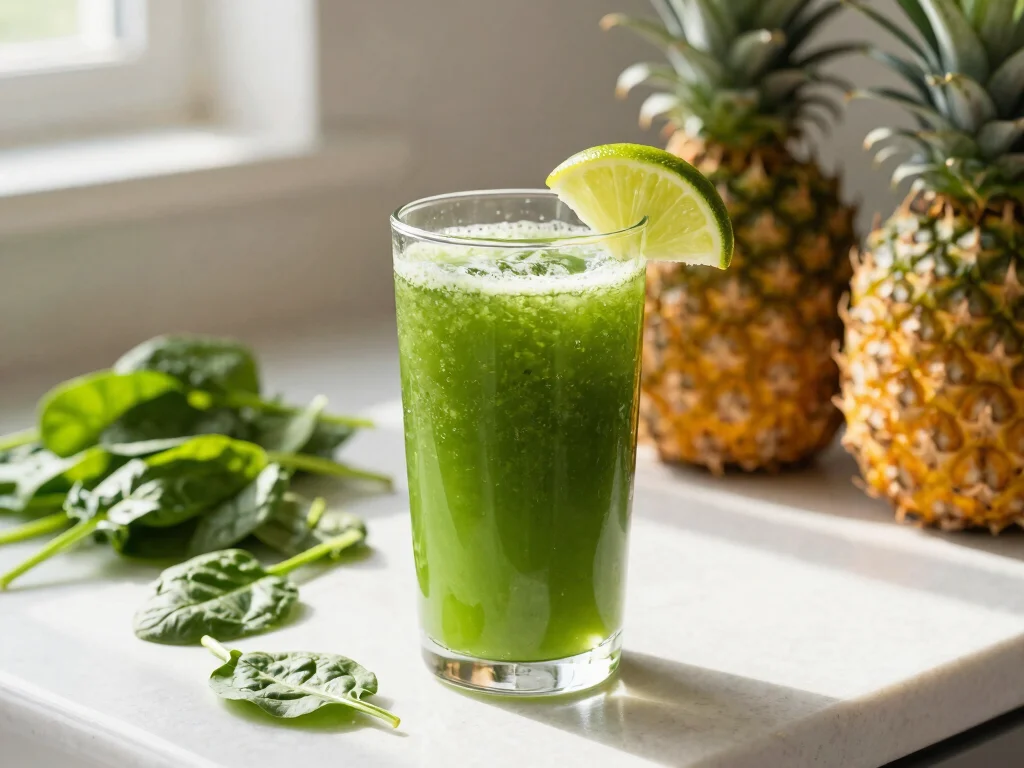 16 Liver Detox Juice Recipes for Cleansing - 6. Green Spinach & Pineapple Juice 1
