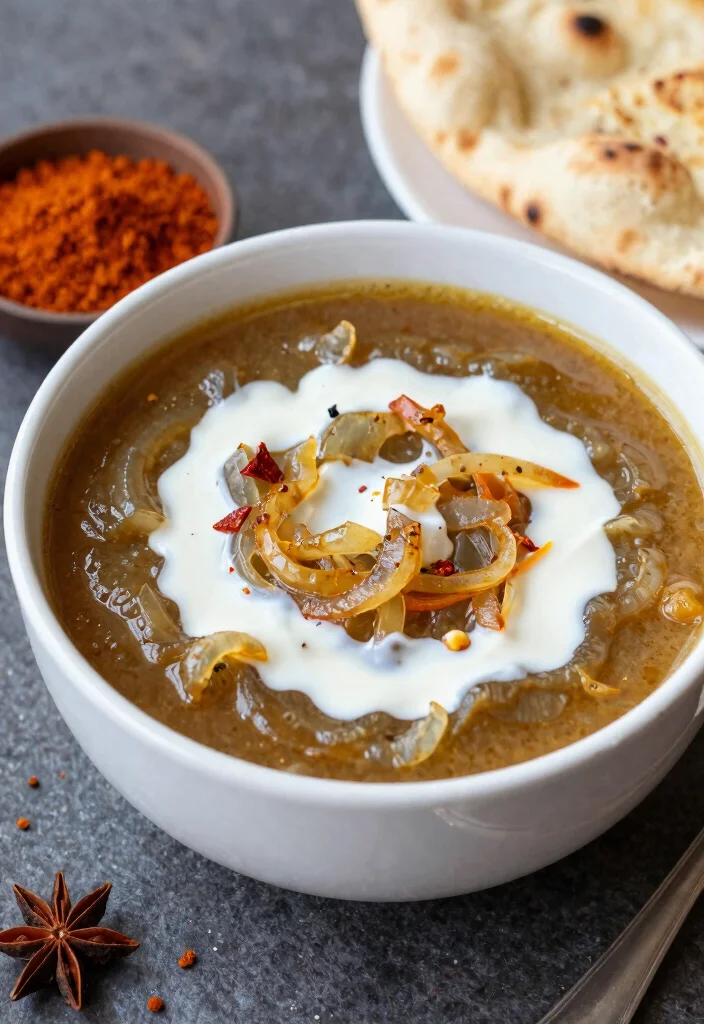 16 Rich & Comforting Vegetarian French Onion Soup Recipes - 10. Curried French Onion Soup 1