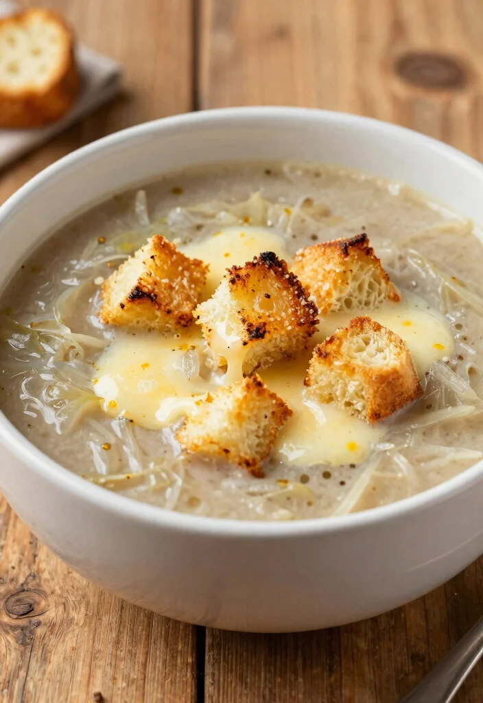 16 Rich & Comforting Vegetarian French Onion Soup Recipes - 11. French Onion Soup with Grilled Cheese Croutons 1