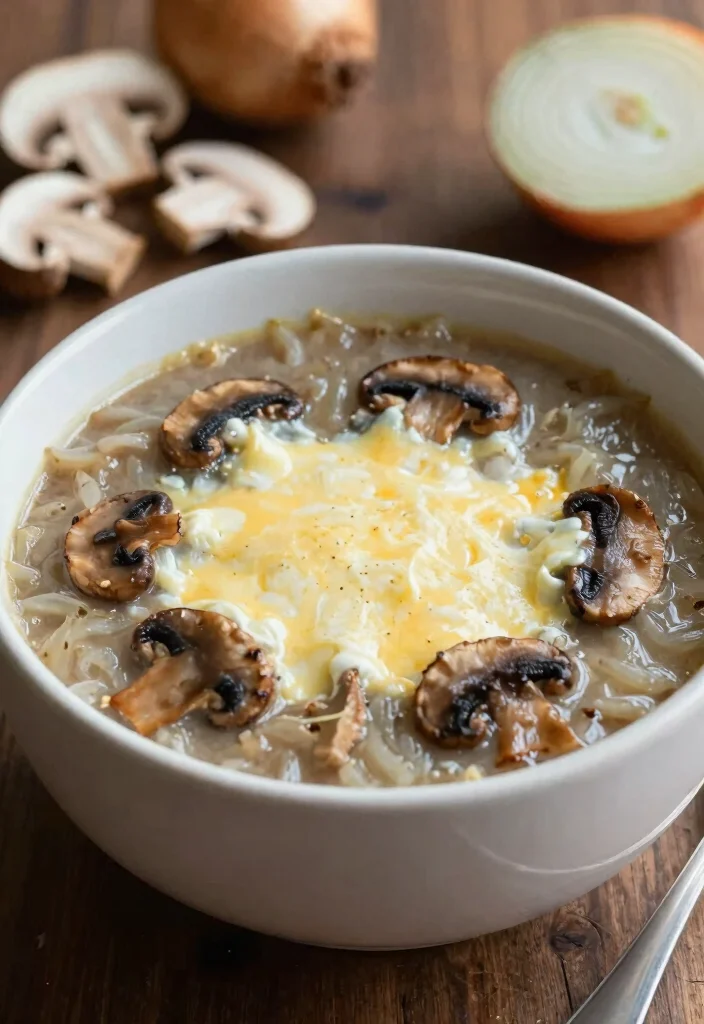 16 Rich & Comforting Vegetarian French Onion Soup Recipes - 16. French Onion Soup with Mushroom 1