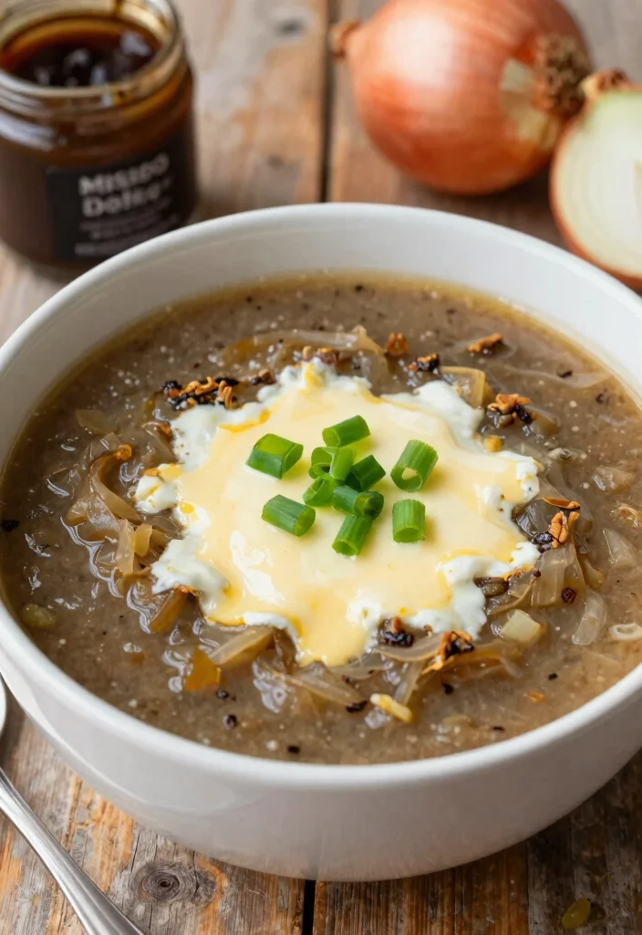 16 Rich & Comforting Vegetarian French Onion Soup Recipes - 2. French Onion Soup with Miso 1