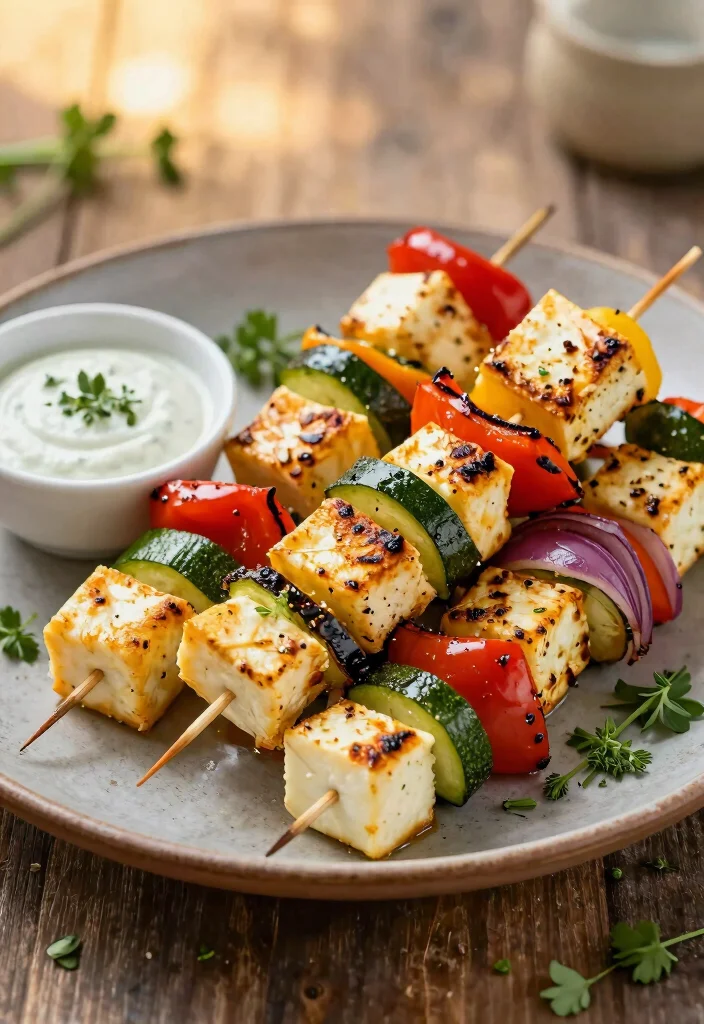 16 Romantic Vegetarian Meals for Two - 11. Grilled Vegetable and Halloumi Skewers 1