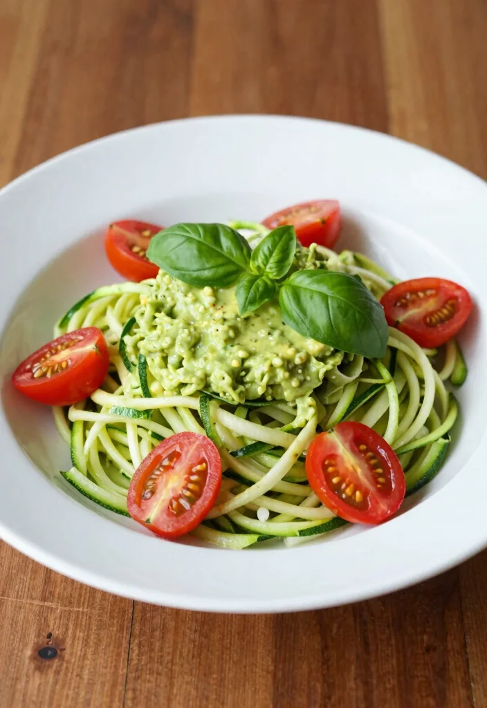 16 Romantic Vegetarian Meals for Two - 3. Zucchini Noodles with Avocado Sauce 1