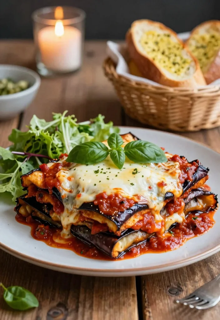 16 Romantic Vegetarian Meals for Two - 4. Eggplant Parmesan Stack 1