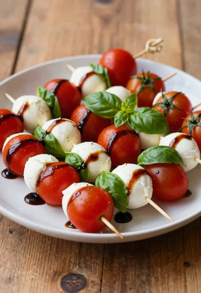 16 Romantic Vegetarian Meals for Two - 7. Caprese Salad Skewers 1