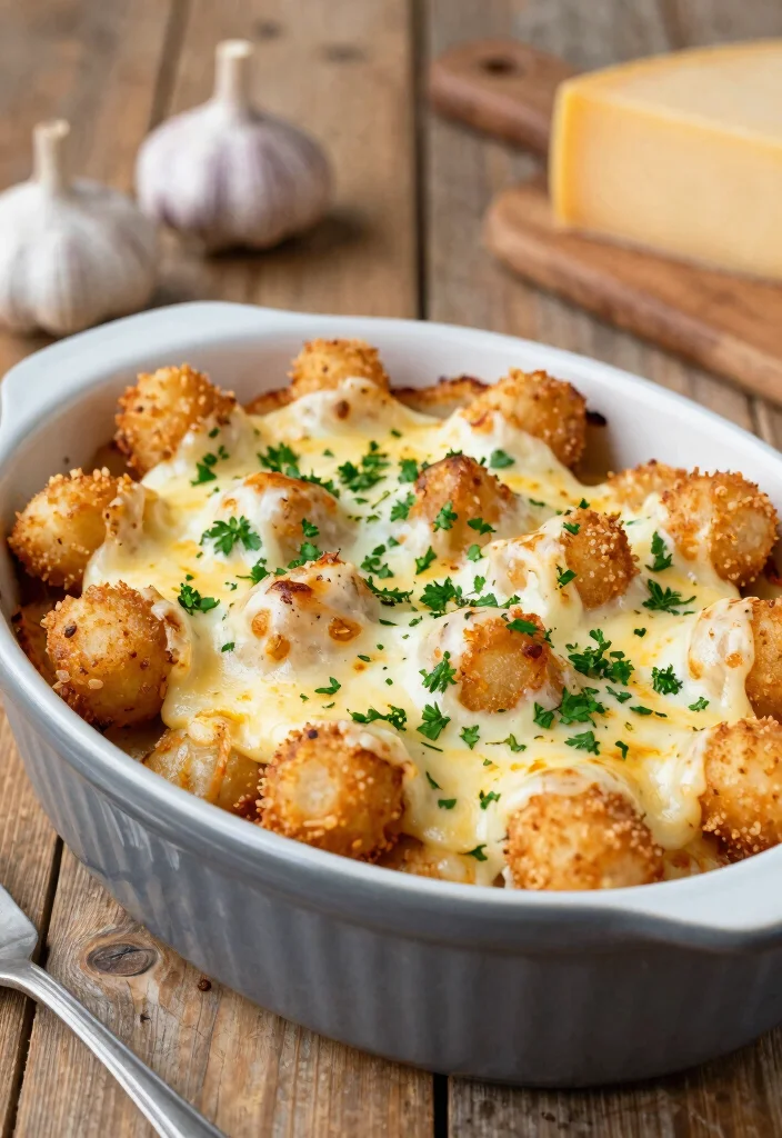 16 Vegetarian Tater Tot Casserole Recipes for Easy Dinners - 13. Garlic Parmesan Tater Tot Casserole 1