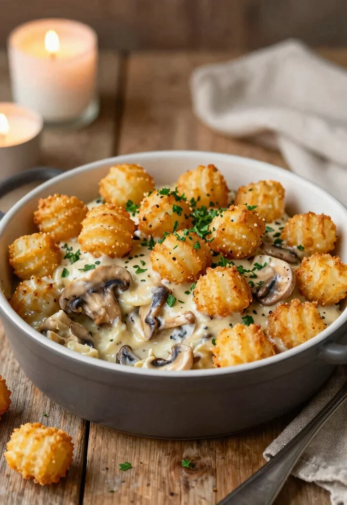 16 Vegetarian Tater Tot Casserole Recipes for Easy Dinners - 8. Creamy Mushroom Tater Tot Casserole 1