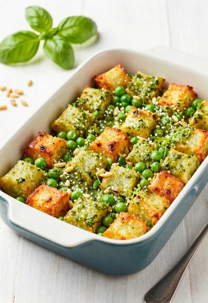 16 Vegetarian Tater Tot Casserole Recipes for Easy Dinners - 9. Pesto and Pea Tater Tot Casserole 1