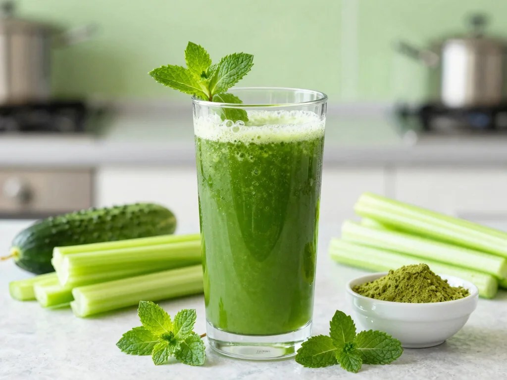 17 Energizing Moringa Smoothie & Juice Recipes to Fuel Your Day - 5. Minty Moringa Green Juice 1