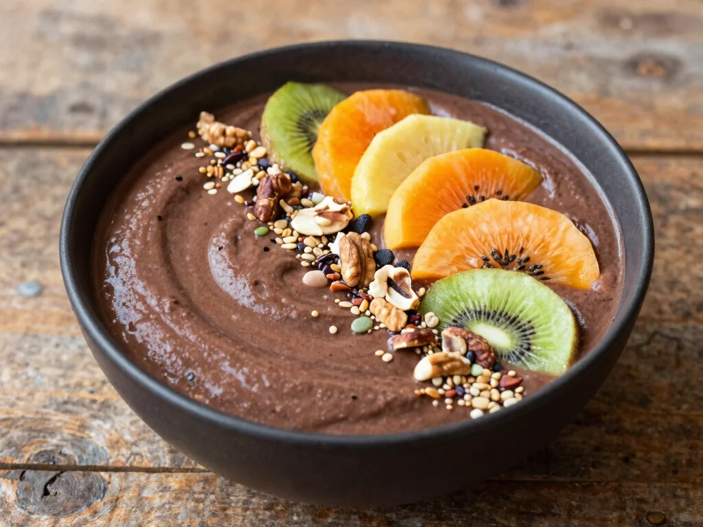 17 Energizing Moringa Smoothie & Juice Recipes to Fuel Your Day - 7. Choco-Moringa Smoothie Bowl 1