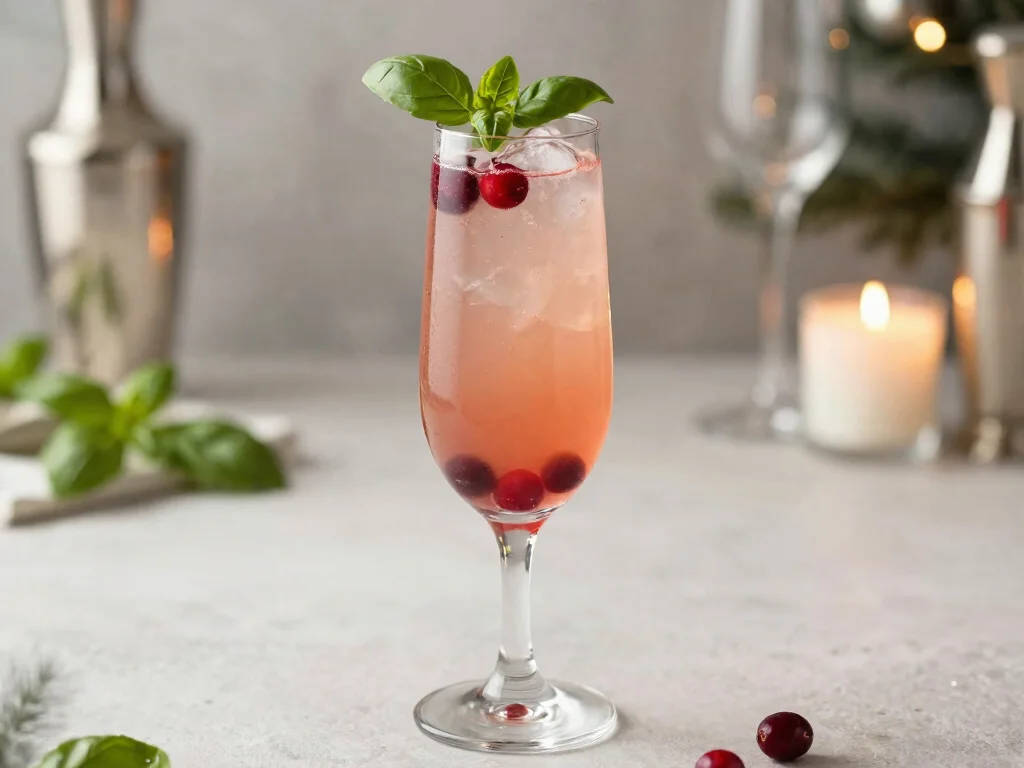 17 Festive French 75 with Cranberry Juice Recipes - 9. Cranberry Basil French 75 1