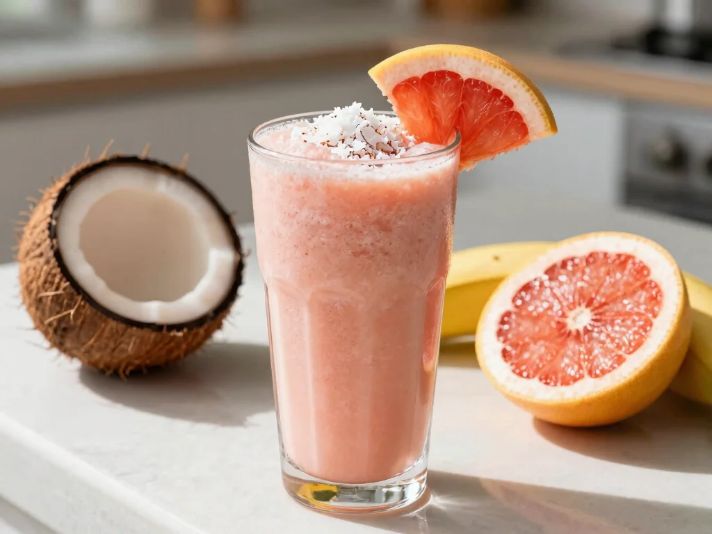 17 Grapefruit Juice Recipes (Refreshing & Detoxing) - 4. Tropical Grapefruit Smoothie 1