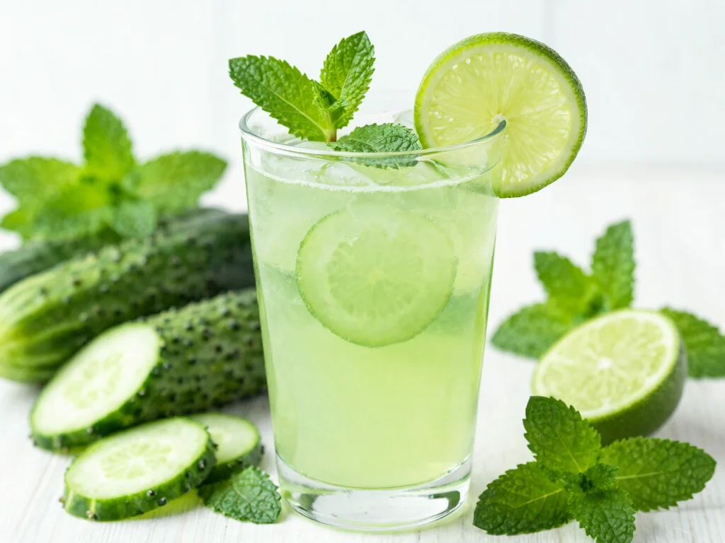 17 Juice Recipes & Their Benefits (Healthy Guide) - 10. Cucumber Mint Delight 1
