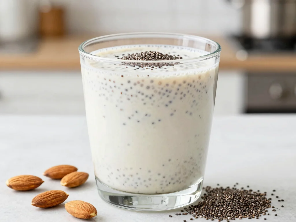 17 Juice Recipes & Their Benefits (Healthy Guide) - 13. Almond Milk Chia Smoothie 1