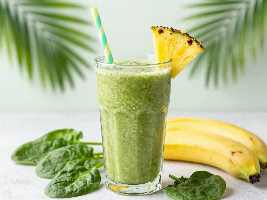 17 Juice Recipes & Their Benefits (Healthy Guide) - 4. Tropical Green Smoothie 1