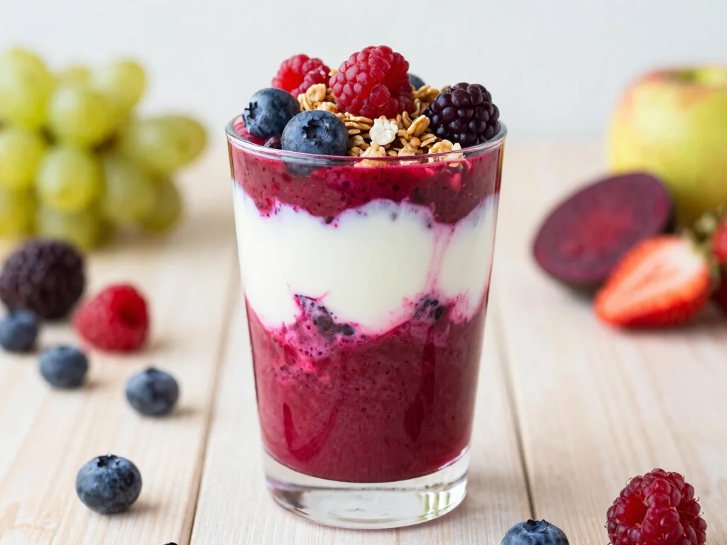 17 Juice Recipes with Beets for Energy & Recovery - 12. Beet & Yogurt Parfait Smoothie 1