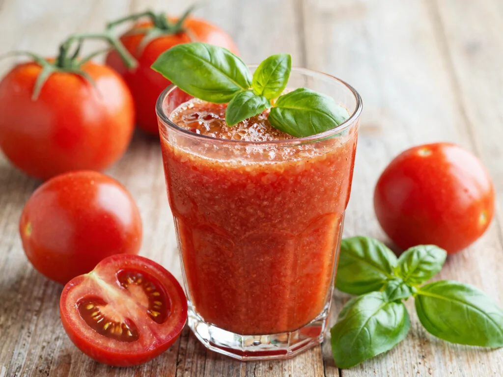 17 Low Carb Juice Recipes for Keto & Dieting - 7. Tomato Basil Juice 1
