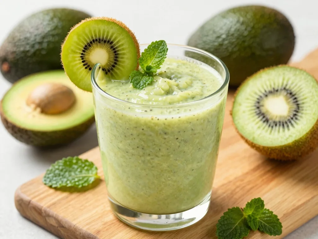 17 Low Carb Juice Recipes for Keto & Dieting - 9. Avocado Kiwi Smoothie Juice 1