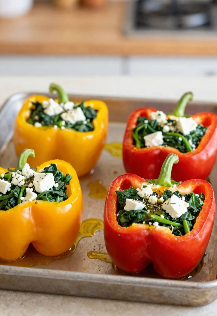 17 Low-Carb Vegetarian Keto Meal Plans That Actually Work - 3. Spinach and Feta Stuffed Peppers 1