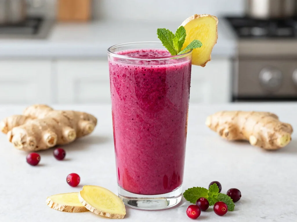 17 Recipes with Cranberry Juice (Tart & Healthy) - 17. Cranberry Juice and Ginger Smoothie 1