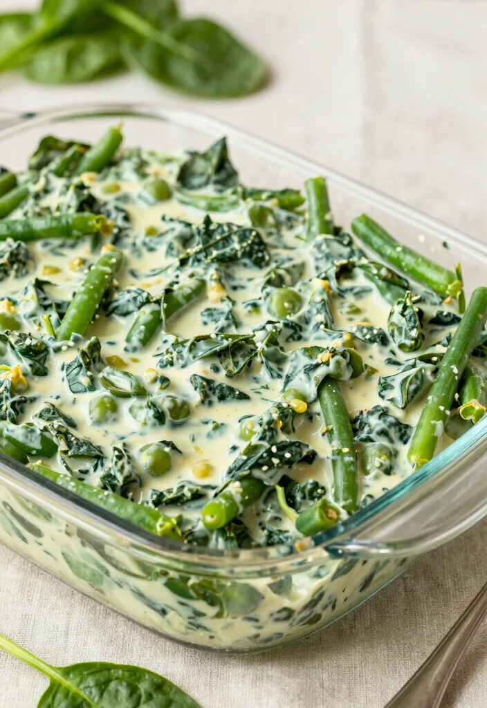 17 Vegetarian Green Bean Casserole Recipes Everyone Will Love - 11. Spinach and Green Bean Casserole 1
