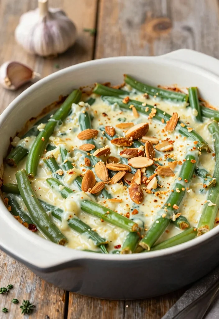 17 Vegetarian Green Bean Casserole Recipes Everyone Will Love - 7. Creamy Garlic Green Bean Casserole 1