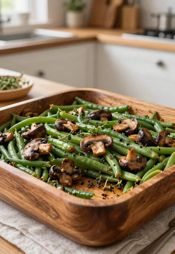 17 Vegetarian Green Bean Casserole Recipes Everyone Will Love - 8. Rustic Green Bean Casserole with Mushrooms 1