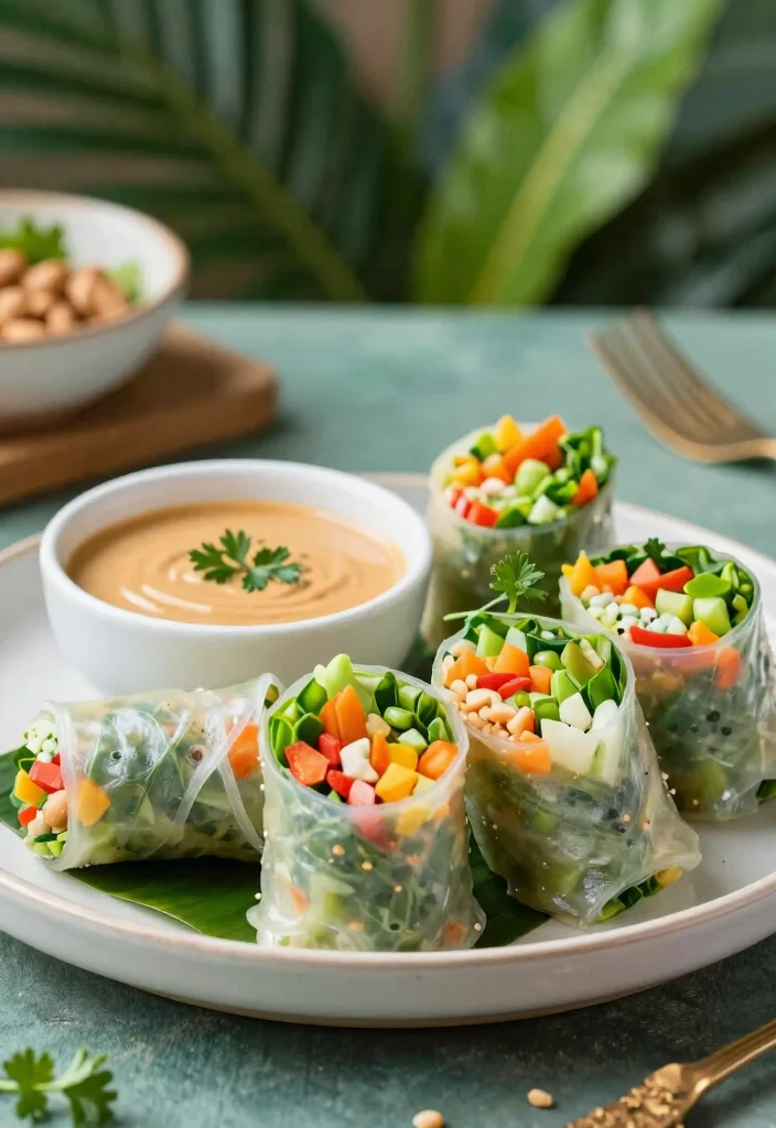 17 Vegetarian Party Appetizers That Impress Every Guest - 7. Thai Peanut Vegetable Rolls 1