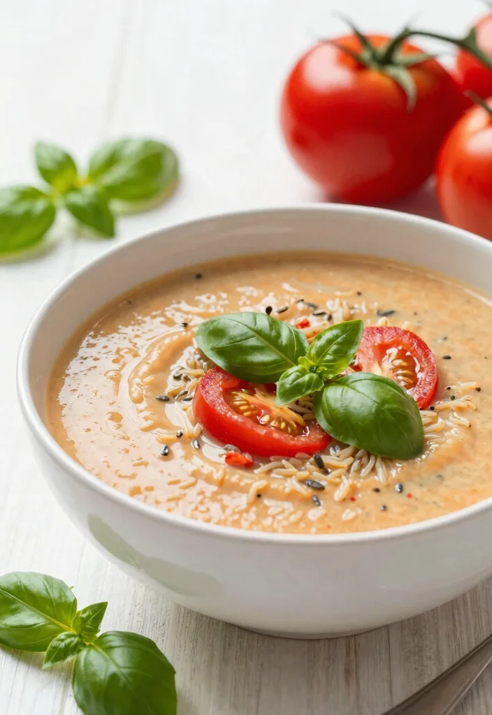 18 Creamy Vegetarian Wild Rice Soup Recipes to Warm You Up - 15. Tomato Basil Wild Rice Soup 1