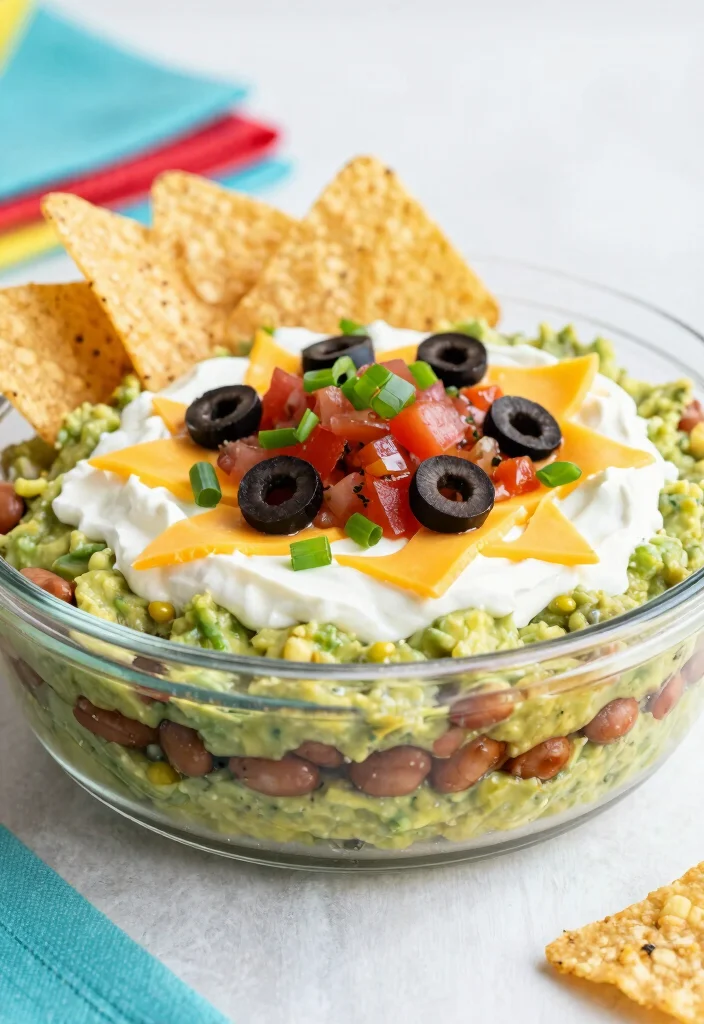 18 Delicious Vegetarian 7-Layer Dip Ideas for Parties - 1. Classic Vegetarian 7-Layer Dip 1