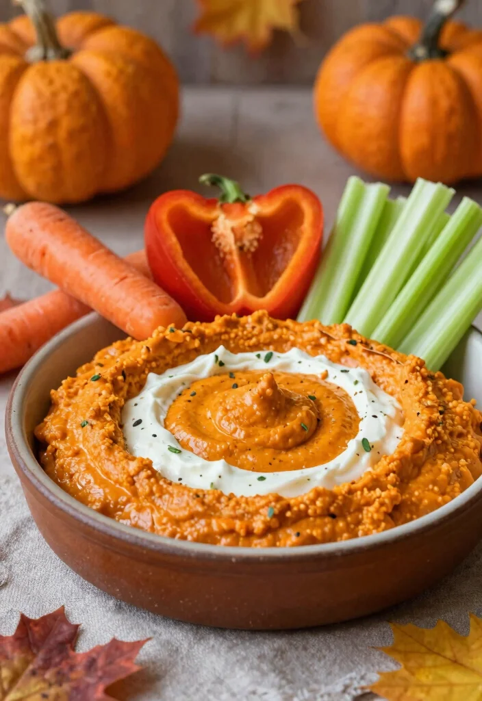 18 Delicious Vegetarian 7-Layer Dip Ideas for Parties - 11. Pumpkin and Sage Cream Cheese Dip 1