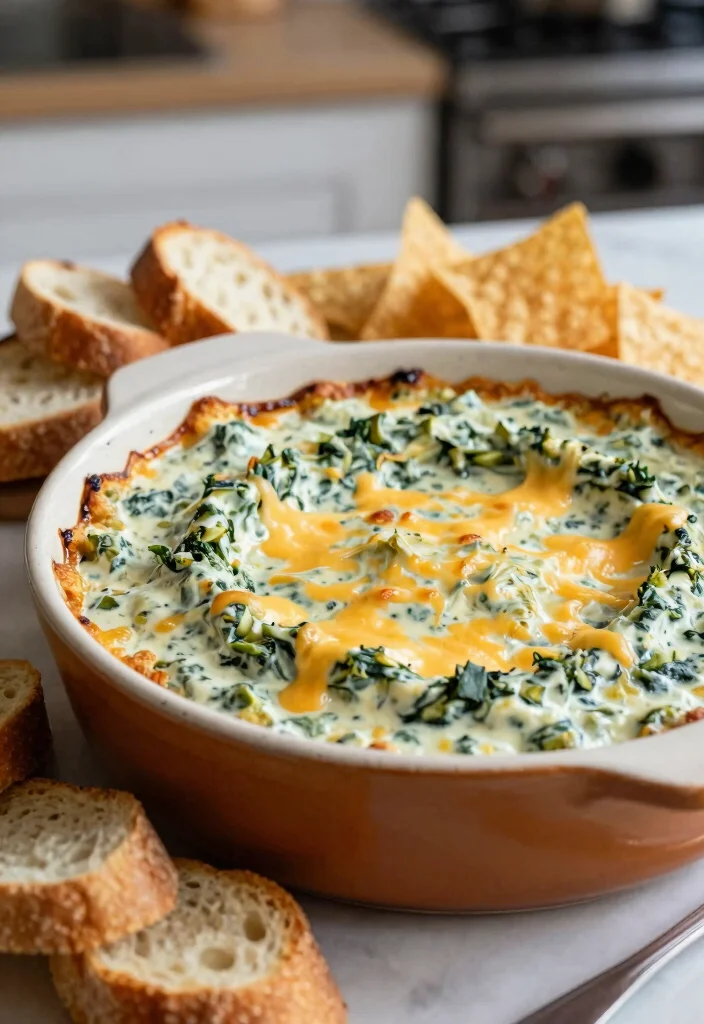 18 Delicious Vegetarian 7-Layer Dip Ideas for Parties - 4. Creamy Spinach and Artichoke Dip 1