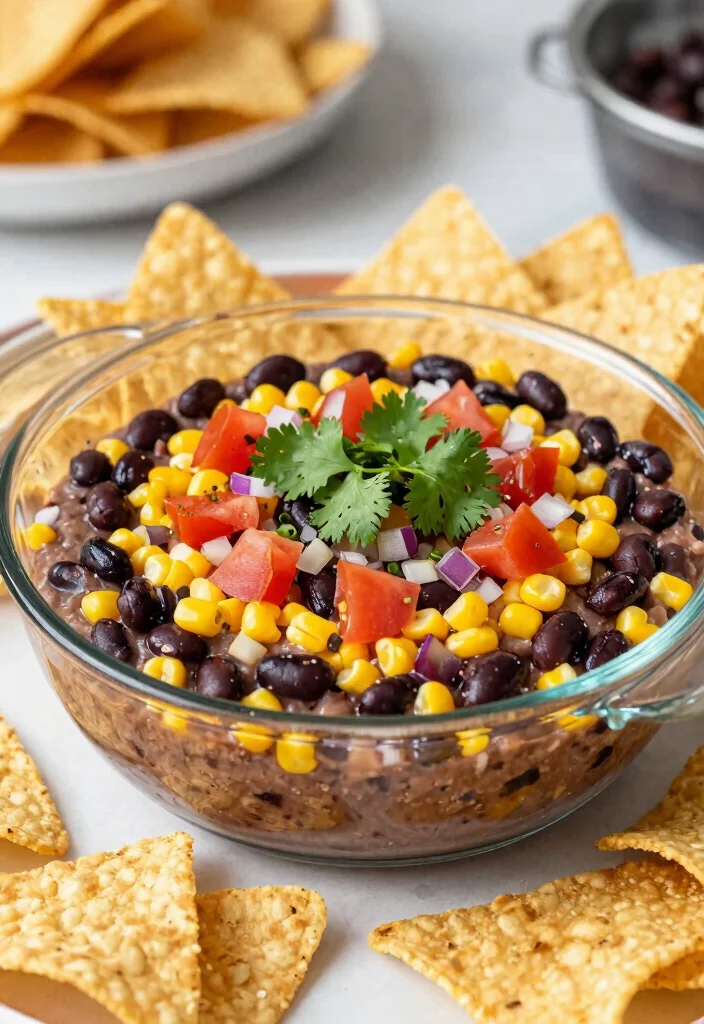 18 Delicious Vegetarian 7-Layer Dip Ideas for Parties - 5. Southwestern Corn and Black Bean Dip 1