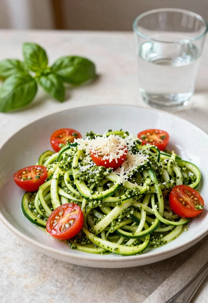 18 Easy Vegetarian Dinner Recipes for Two - 4. Zucchini Noodles with Pesto 1