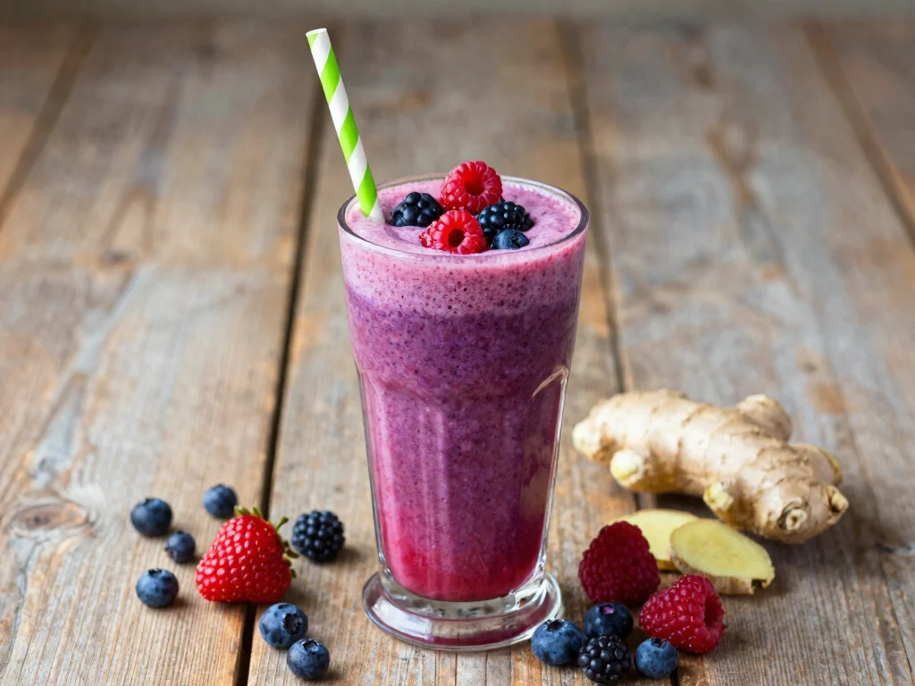 18 Ginger Juice Recipes for Immunity - 8. Ginger Berry Smoothie 1