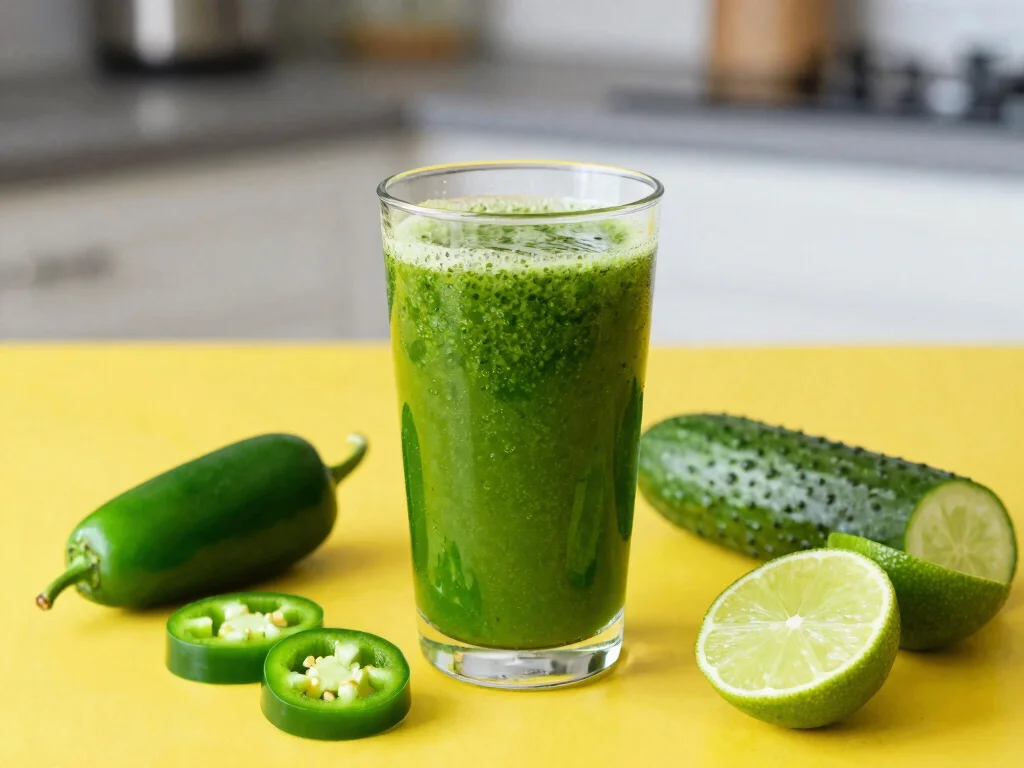 18 Green Juice Recipes for Keto Diet - 17. Spicy Green Juice 1