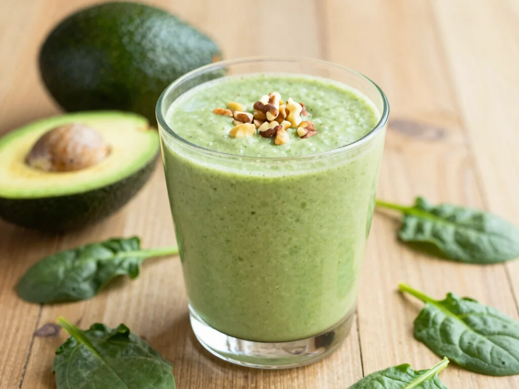 18 Green Juice Recipes for Keto Diet - 18. Creamy Avocado & Spinach Smoothie 1