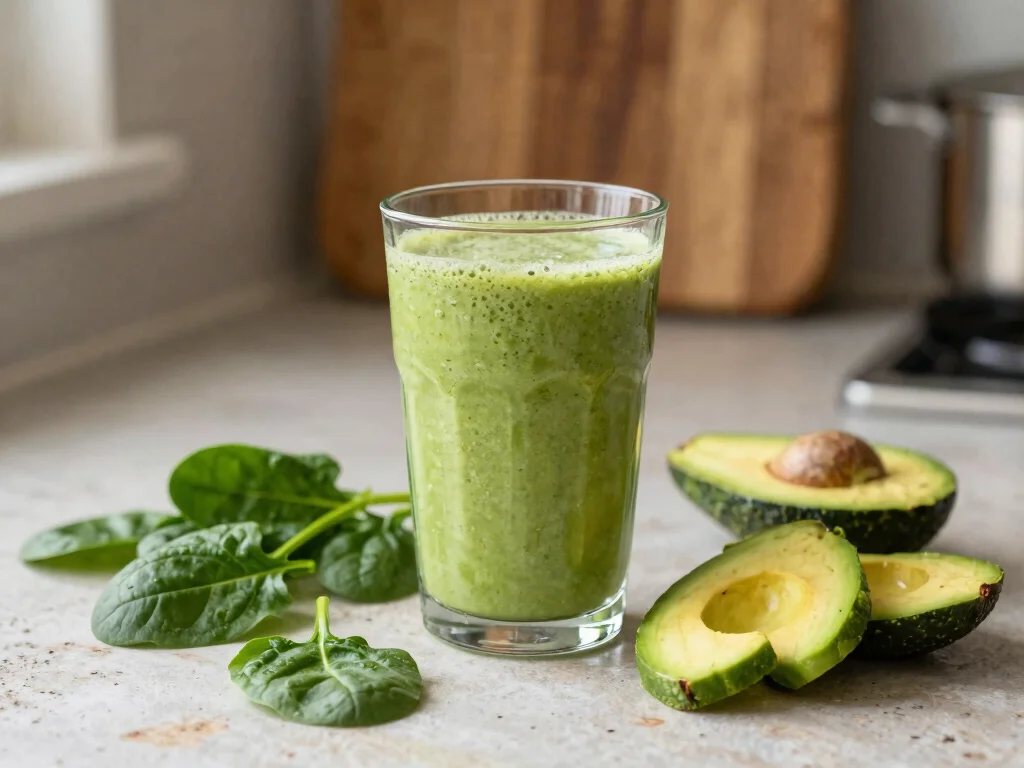 18 Green Juice Recipes for Keto Diet - 4. Avocado Spinach Juice 1