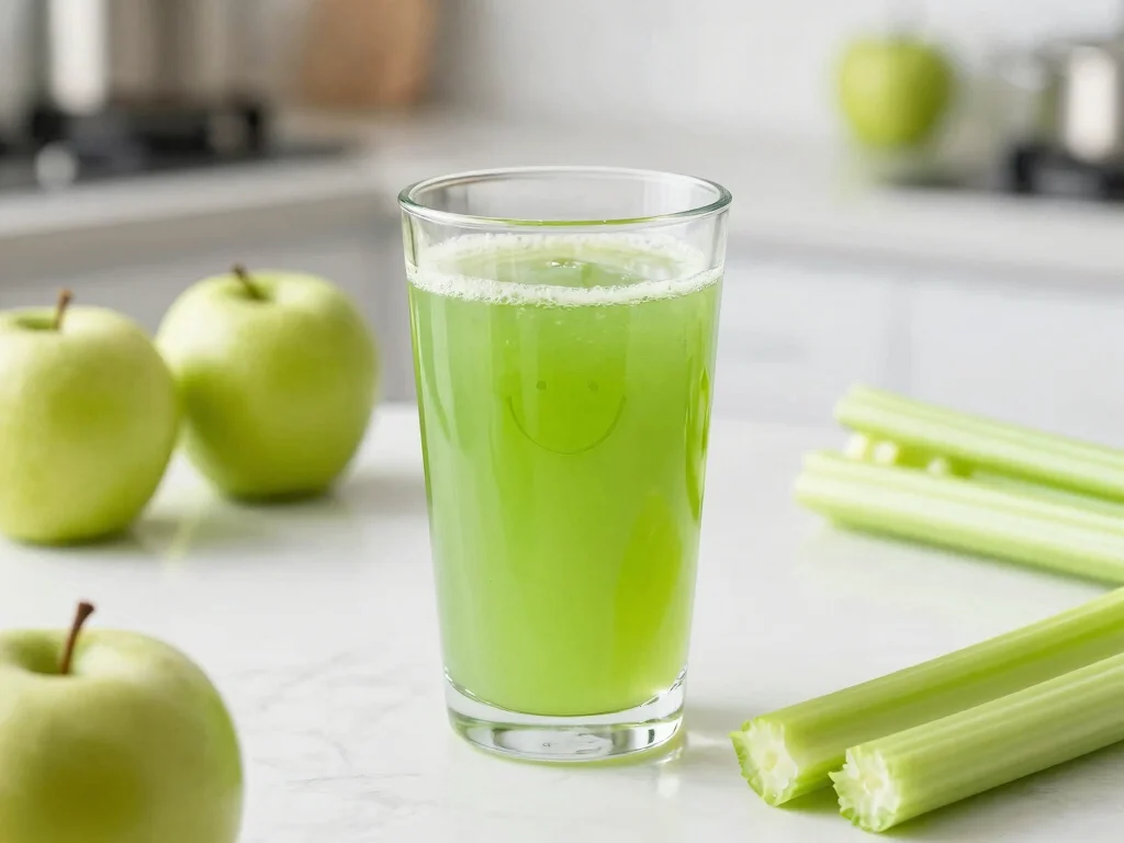 18 Green Juice Recipes for Keto Diet - 7. Green Apple Celery Juice 1