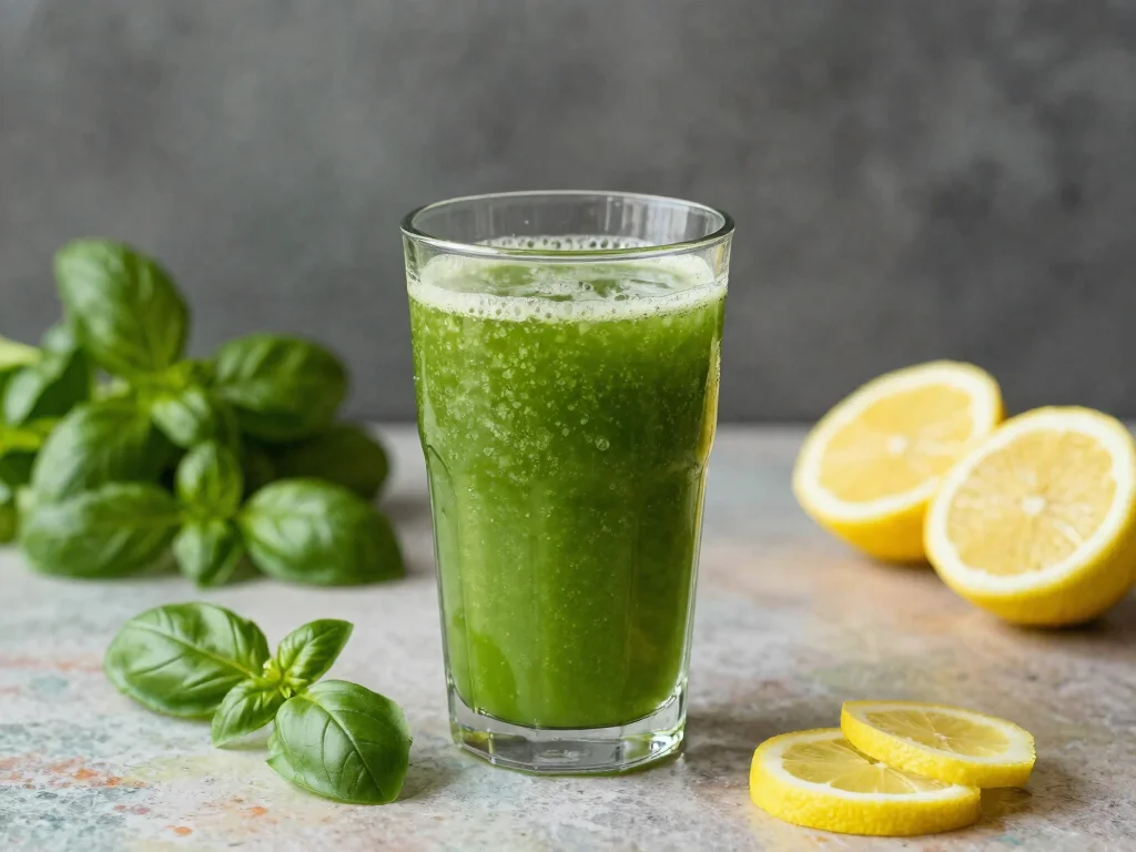 18 Green Juice Recipes for Keto Diet - 8. Lemon Basil Green Juice 1