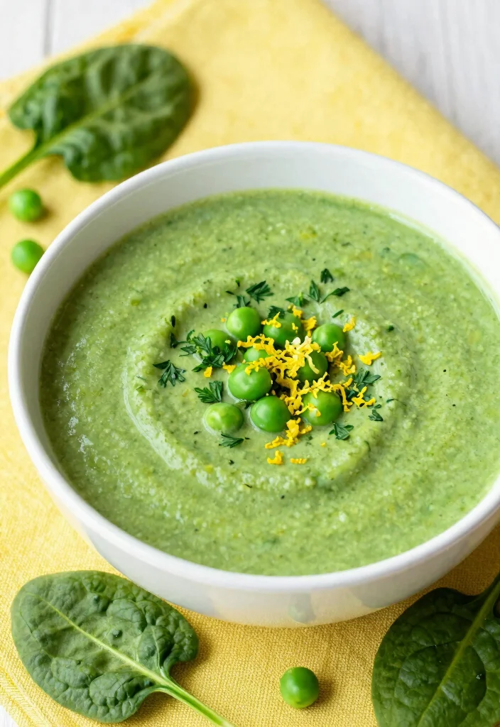 18 Healthy Vegetarian Vegetable Soup Recipes for Every Season - 14. Creamy Spinach and Pea Soup 1